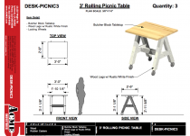 3FT PICNIC TABLE